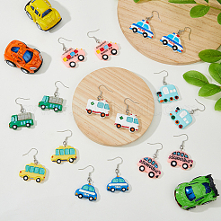 8 Pair 8 Style Resin Car Dangle Earrings with Iron Pins&nbsp;EJEW-AB00044