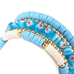 5Pcs 5 Style Polymer Clay Heishi Beaded Stretch Bracelets Set&nbsp;BJEW-JB07532-02