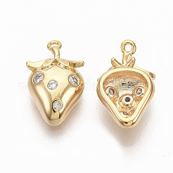Brass Micro Pave Clear Cubic Zirconia Charms&nbsp;ZIRC-Q021-030G-NF