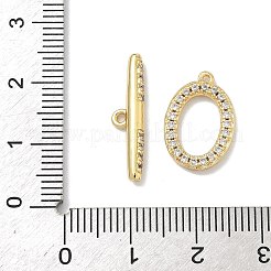 Oval Brass Micro Pave Clear Cubic Zirconia Toggle Clasps&nbsp;KK-G548-25G
