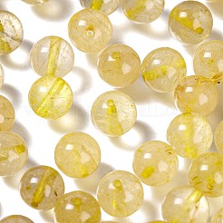 100Pcs 8mm Natural Gold Rutilated Quartz Round Beads&nbsp;DIY-LS0002-49