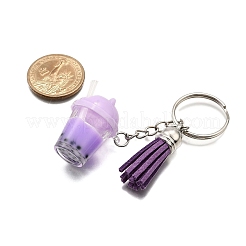 3Pcs Faux Suede Tassel & Imitation Bubble Tea Resin Keychain&nbsp;KEYC-JKC01203