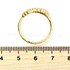 Brass Micro Pave Cubic Zirconia Adjustable Cuff Rings for Women&nbsp;RJEW-U052-01A-G