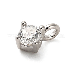 925 Sterling Silver Clear Cubic Zirconia Flat Round Charms&nbsp;STER-U009-07P-01