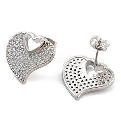 Brass Pave Cubic Zirconia Stud Earrings&nbsp;EJEW-U005-10P
