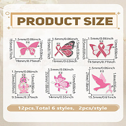 12Pcs 6 Styles Breast Cancer Pink Awareness Ribbon Theme Alloy Enamel Pendants&nbsp;ENAM-LP0002-40