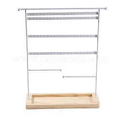 Iron Jewelry Display Stand with Wood Tray&nbsp;AJEW-Z032-01B