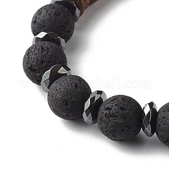 Natural Coconut Rondelle Beads Stretch Bracelet for Men Women&nbsp;BJEW-JB06771-02