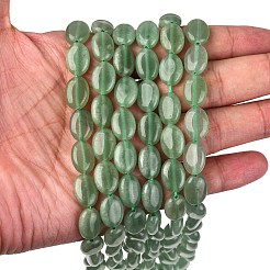 Natural Green Aventurine Flat Oval Bead Strands&nbsp;G-M206-22