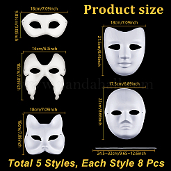 40Pcs 5 Styles Blank Paper Masquerade Masks&nbsp;AJEW-TW0001-11