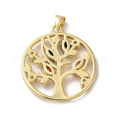 Rack Plating Brass Micro Pave Cubic Zirconia Pendants&nbsp;KK-F853-08G