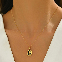 Stainless Steel Enamel Flower Pendant Necklaces for Women Daily Wear&nbsp;VT0532
