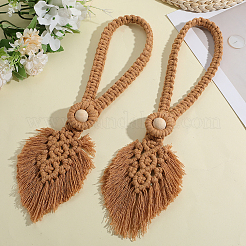 2Pcs Handmade Macrame Leaf Curtain Tiebacks&nbsp;AJEW-CN0003-65B