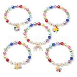 Acrylic Pearl Round Beaded Stretch Bracelets&nbsp;BJEW-JB11424