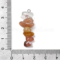 Gradient Color Natural Quartz Crystal & Natural Red Aventurine & Natural Sunstone & Natural Topaz Jade Chip Beaded Pendants&nbsp;PALLOY-JF02790-09