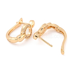 Brass Micro Pave Clear Cubic Zirconia Hoop Earrings&nbsp;EJEW-A107-01C-KCG