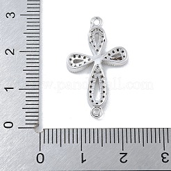 Rack Plating Brass Micro Pave Clear Cubic Zirconia Flower Connector Charms&nbsp;KK-A234-062P