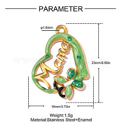 Mother's Day 304 Stainless Steel Enamel Pendants&nbsp;STAS-OY013-86G
