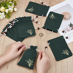 24Pcs Flower Printed Cotton & Linen Sachet Drawstring Pouches&nbsp;ABAG-PH0001-70B