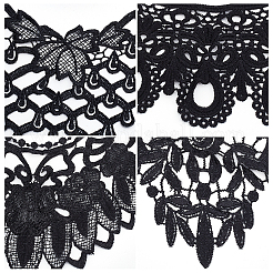 4Pcs 4 Style Milk Silk Embroidered Floral Lace Collar&nbsp;DIY-GF0005-39A