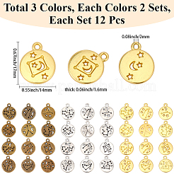 72Pcs Zodiac Sign Charm Pendants 12 Constellation Charm Pendant Alloy Charm for Jewelry Necklace Earring Making Crafts&nbsp;FIND-SC0021-90A