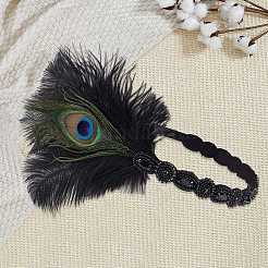 Alloy & Rubber & Rhinestone & Feathers & Seed Glass & Plastic Headbands&nbsp;OHAR-WH20011-15A