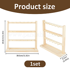 3-Tier Wood Jewelry Display Stands with Trays for Earrings Bracelets Rings Necklaces&nbsp;ODIS-WH0095-025A