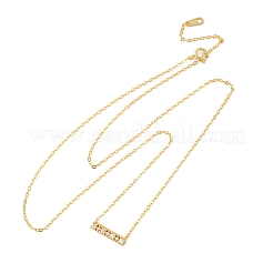 925 Sterling Silver Micro Pave Clear Cubic Zirconia Rectangle Pendant Necklaces for Women&nbsp;NJEW-D316-02G