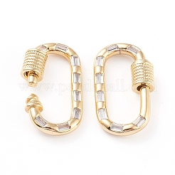 Brass Micro Pave Cubic Zirconia Screw Carabiner Lock Charms&nbsp;X-ZIRC-L093-58A-G