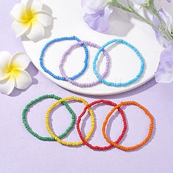 7 PCS Rainbow Style Glass Seed Beads Bracelets Sets for Women&nbsp;BJEW-JB10065-01