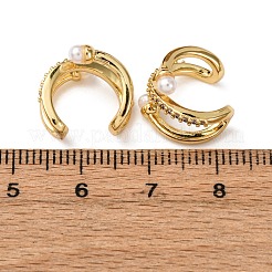 Brass Micro Pave Clear Cubic Zirconia C-Shaped Cuff Earrings&nbsp;EJEW-D328-08G