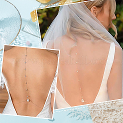 1Pc Clear Cubic Zirconia Teardrop Backdrop Necklace Body Chain&nbsp;NJEW-FG0001-02S