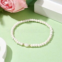 Synthetic Turquois & Natural Pearl Beaded Stretch Bracelet&nbsp;BJEW-JB09919