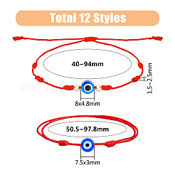 12Pcs 9 Style Glass Evil Eye Braided Bead Bracelets Set&nbsp;BJEW-FI0001-24