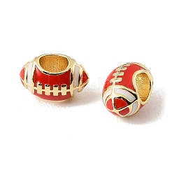 Sports Ball Brass Enamel European Beads&nbsp;KK-CBAF2EC-03G-02