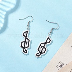 Glass Seed Beads Music Note Dangle Earrings&nbsp;EJEW-MZ00621