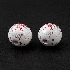 Printed Natural Wood European Beads&nbsp;LS-WOOD-C015-06C