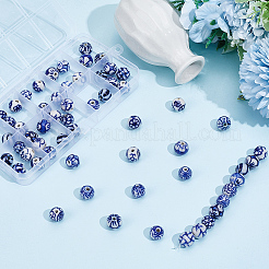 60Pcs 10 Styles Handmade Blue and White Porcelain Beads Strands&nbsp;PORC-PA0001-41