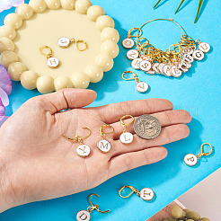26Pcs Flat Round with Letter A~Z Alloy Enamel Pendant Locking Stitch Markers&nbsp;HJEW-TAC0089