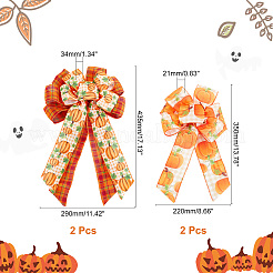 4Pcs 2 Style Pumpkin Pattern Ployester Bowknot Display Decoration&nbsp;DIY-CA0004-37