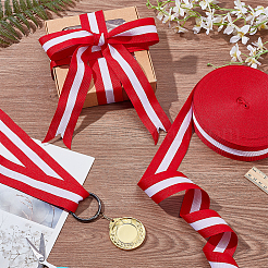 50 Yards Tricolor Polyester Striped Grosgrain Ribbon&nbsp;OCOR-WH0112-004B