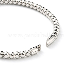 Non-Tarnish 304 Stainless Steel Round Beaded Bangle for Women&nbsp;BJEW-B064-01P
