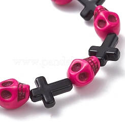 Halloween Cross & Skull Acrylic Bead Stretch Bracelets&nbsp;BJEW-JB12617