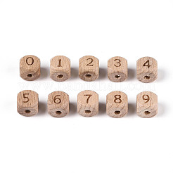 Engraved Beech Wood Beads&nbsp;WOOD-N022-07