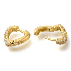Rack Plating Heart Brass Pave Clear Cubic Zirconia Hoop Earrings&nbsp;EJEW-I310-09G