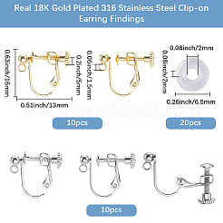20Pcs 2 Colors 316 Stainless Steel Clip-on Earring Findings&nbsp;STAS-BBC0007-26