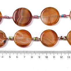 Natural Striped Agate/Banded Agate Coin Beads Strands&nbsp;G-NH0040-01B