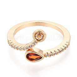 Teardrop Brass Micro Pave Cubic Zirconia Cup Peg Ring Settings&nbsp;KK-T076-08G