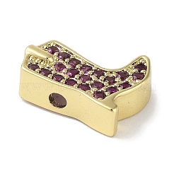 Rack Plating Brass Micro Pave Purple Cubic Zirconia Beads&nbsp;KK-R163-11G