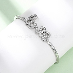 Brass Micro Pave Clear Cubic Zirconia Bangles&nbsp;BJEW-H209-07P